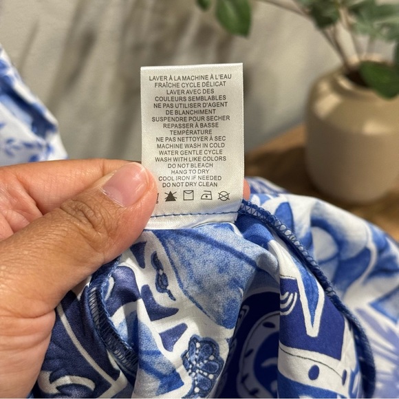 Caroline Constas NWT Medium Blue White Floral Sweatheart Midi Dress Boho Resort - Picture 5 of 7